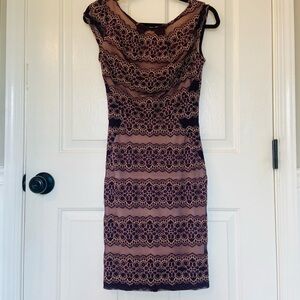 Mystic Brand Purple and Gold lace lined dress size M